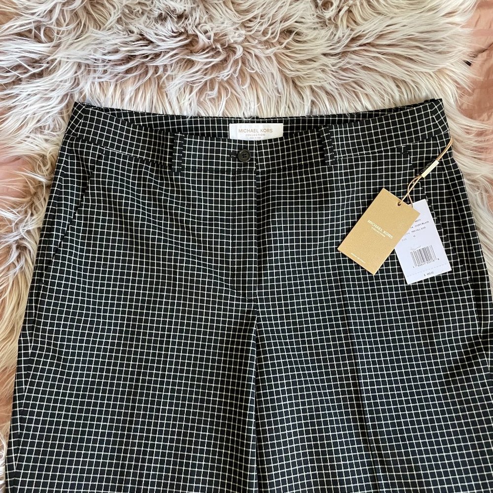 Michael Kors Collection Black & Ivory Plaid Trousers NWT